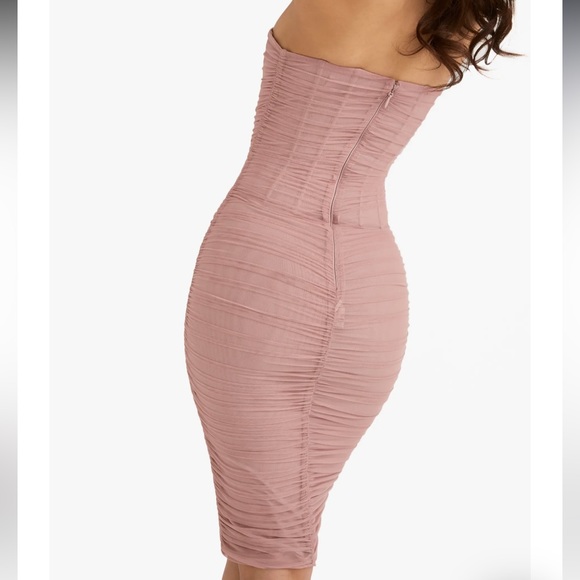 House of CB Julianna Blush Strapless Ruched Midi Dress - Picture 5 of 7